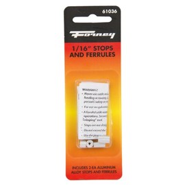Forney 61036 Wire Rope Stops and Ferrules, Aluminum Cable Sleeves, 1/16-Inch, 2-Stops, 2-Ferrules