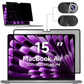 Mamol Privacy Screen for MacBook Air 15 Inch (2023-2025, M2, M3,M4)- A2941 A3114, MagicSuction™ Removable Vacuum Adsorption Anti Spy,Anti Glare Anti Blue Light Filter for Mac Laptop Computer