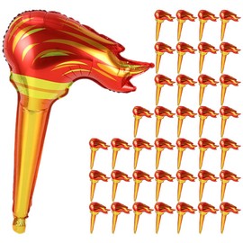 Tofficu 50Pcs Torch Prop, 18 Inches Fun Inflates Torch, Themed Party Decorations, Fake Torch for Medieval Luau Party Sports Competitions Stage Performance Props