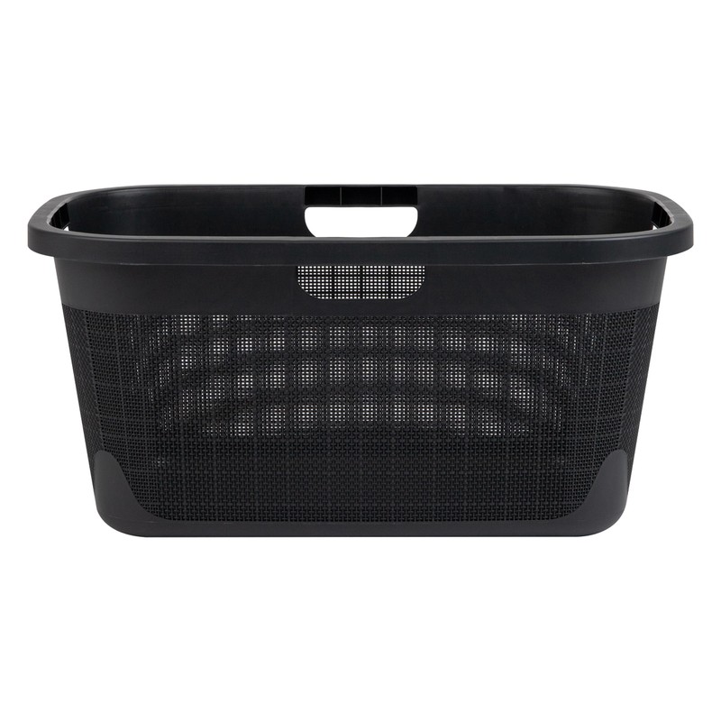 Mind Reader 40L Laundry Basket, Linen Design Clothes Hamper, Plastic