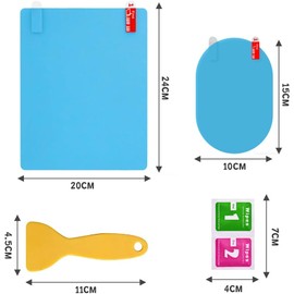 Mica Antilluvia Antiniebla para Ventana y Retrovisor Transparente Fácil Aplicación, A Prueba de Lluvia, 2 Micas para Espejos Laterales, Incluye Micas Oval y 2 Micas Cuadradas