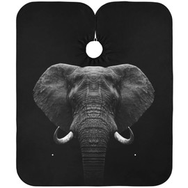visesunny Barber Cape Elephant Black 3d Print Polyester Hair Cutting Salon Cape Apron Anti-Static Haircut Water-Resistant Shaving Cloth Beard Shaving Bib Hairdressing Cape