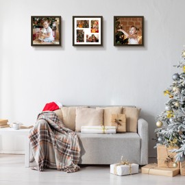 Golden State Art, 4x6 Multi Picture Frame, Dark Brown Solid wood with Tempered Glass, Multiple 4-4x6 Collage Photo Frame for Wall Hanging -1 Pack