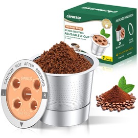 CAPMESSO - Tazas reutilizables K 2025 actualizadas con filtro de café de metal My K Cup recargables con 5 agujeros, para K Supreme/K Slim/K-Duo Gen2/K-Brew Chill (taza de 1 K con 5 agujeros)
