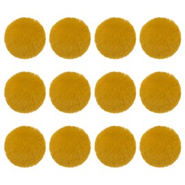 PATIKIL 12pcs Faux Fur Pom Pom Poms for Hats Plush Soft Fur Pom Pom Ball Keychain Knitted Hat DIY Scarf Gloves Bag for Christmas Ginger Yellow