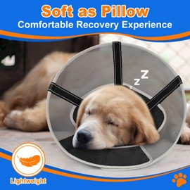 Joypig Soft Mesh Dog Cone Collar to Stop Licking - Breathable Recovery Collar After Surgery for Large Medium Small Dogs, Alternative to Elizabeth Cone of Shame,Pet Head Cone
