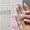 Flowers Nail Stickers, 5D Embossed Pink Small Flower Nail Decals,