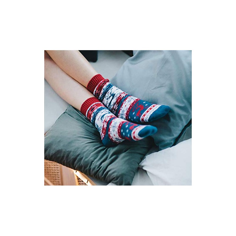 Many Mornings Unisex warm Rudolph socks. - Blue, White, Red,