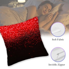 SKYDAWNY Red Sequin Pillow Covers,Shiny Glitter Throw Pillow Cases 18x18 in Decorative Double-Sided Square Pillowcases Set of 2 for Home Decor Living Room Sofa Bedroom Outdoor