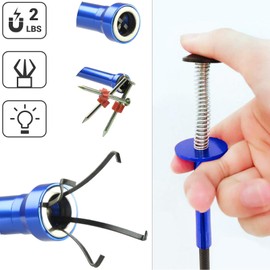 Flexible Magnetic Grabber Claw Pick Up Reacher Tool with LED Light, 4 Claws Bendable Hose Reaching Assist Tool for Litter Pick, Home Sink, Drains, Toilet