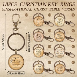 18 Pcs Christian Keychain Bulk Bible Verse Keychains Religious Keychain Scripture Quote Inspirational Gifts Supplies for Men Women Church