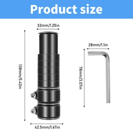 BDHYYM Bicycle Handlebar Stem Bicycle Handlebar Raiser Height Adapter, Increase Height of 10 cm, Bicycle Handlebar Fabulous Shaft Extension, Suitable for 28.6 mm Handlebars, with Hex Wrench, Black