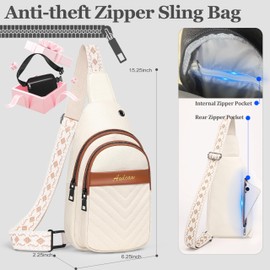 Awlcaw Crossbody bags for Women, Faux Leather Small Sling Bag Fashion Shoulder Waist Packs Purse and Fanny Packs Set, off White
