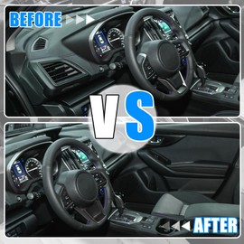 X AUTOHAUX ABS Plastic Interior Steering Wheel Cover Trim for Subaru Forester Ascent SUV 2019-2022 for Impreza 2017-2022 for Legacy/Outback for Crosstrek 2018-2022 Carbon Fiber Patterin Black