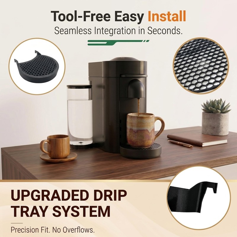 Drip Tray Replacement Compatible with Nespresso Vertuo Plus, Black