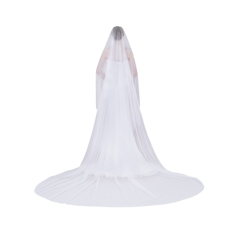 BEAUTELICATE Velo de novia de boda con peine, 1 nivel,