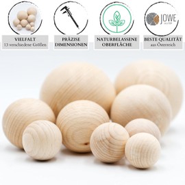 JOWE Wooden Ball 15 mm Made of Beech without Hole Pack of 100 - Wooden Ball without Hole Made in Austria
