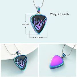 AIWENXI Cremation Jewelry for Ashes Guitar Pick Pendant Stainless Steel Music Guitar Cremation Jewellery Keepsake Memorial Urn Necklace for Women Men Music Lover Gift