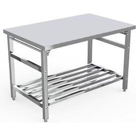 Stainless Steel Floding Table, 48 x 30 Inches, NSF Commercial Kitchen Prep Table with Under Shelf for Restaurant and Home, Foldable
