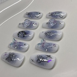 Discount commemorating the surge in orders Labyrinth Butterfly Handmade Nails - Short Oval / 주문폭주 기념 할인 미궁의 버터플라이 수제네일 - 숏오발