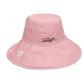 Generic Beach hat, Bucket Hat, Sun Hat, Beach Hat, UV Protection, Foldable, Flexible Brim, Reversible, Wide Brim (Daisy, Pink), X-Large
