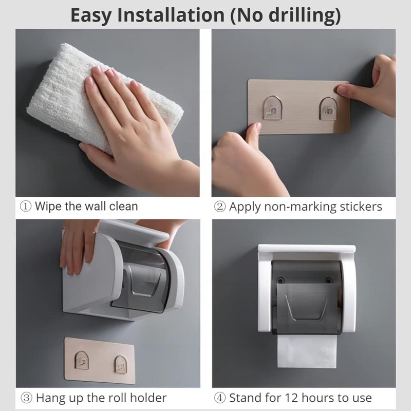 Self Adhesive Toilet Paper Holder with Shelf, Waterproof Toilet Paper