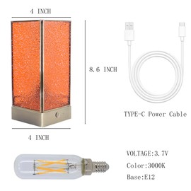 MQYXH Tiffany Lamp Small Touch Table Lamp Cordless Desk Lamp Night Light 3 Gear Dimmable LED Lamp Tiffany Brown Diamond Stained Glass Accent Light