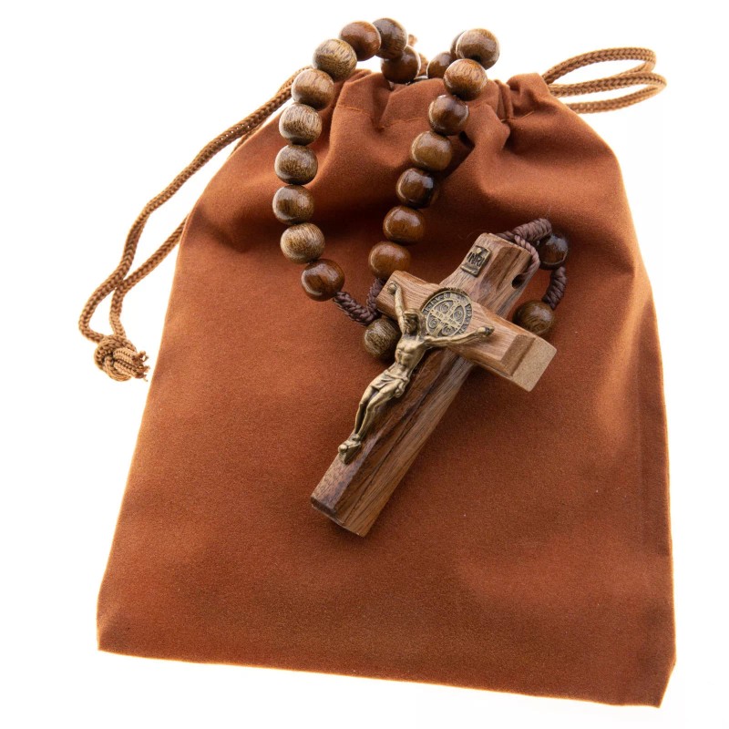 20 Decade Wood Rosary Catholic 7mm Brown Beads Corded St