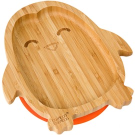 bamboo bamboo ® Baby and Toddler Suction Plate for Feeding and Weaning | Bamboo Plate with Secure Suction | Suction Plates for Babies from 6 Months (Orange, Penguin)