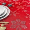 CAIT CHAPMAN HOME COLLECTION Red Snowflake Metallic Jacquard Woven Tablecloth