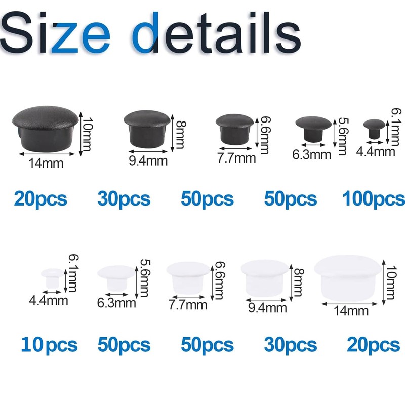 INCREWAY 500Pcs Plastic Hole Plugs Assortment Kit Screw Caps for