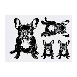 4 x 'French Bulldog Sitting' Temporary Tattoos - Water Resistant, Skin-Safe, Non-Toxic Transfers, Mixed Sizes (TO00082764)