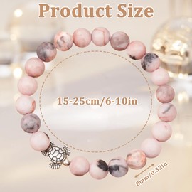 Cunegra Turtle Gifts for Women, Pink Zebra Stone Turtle Bracelet with Encouragement Card, Travel Gifts for Women Teen Girls
