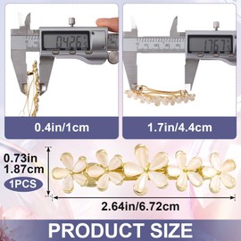 Pndeyo Flower Opal Hair Clip for Women, Sparkly French Hair Barrettes, Floral Wedding Decorative Hair Pin Accessories for Long Short Thick Thin Curly Wavy Straight Hair- Gold