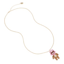 Betsey Johnson Womens Football Bear Pendant Necklace