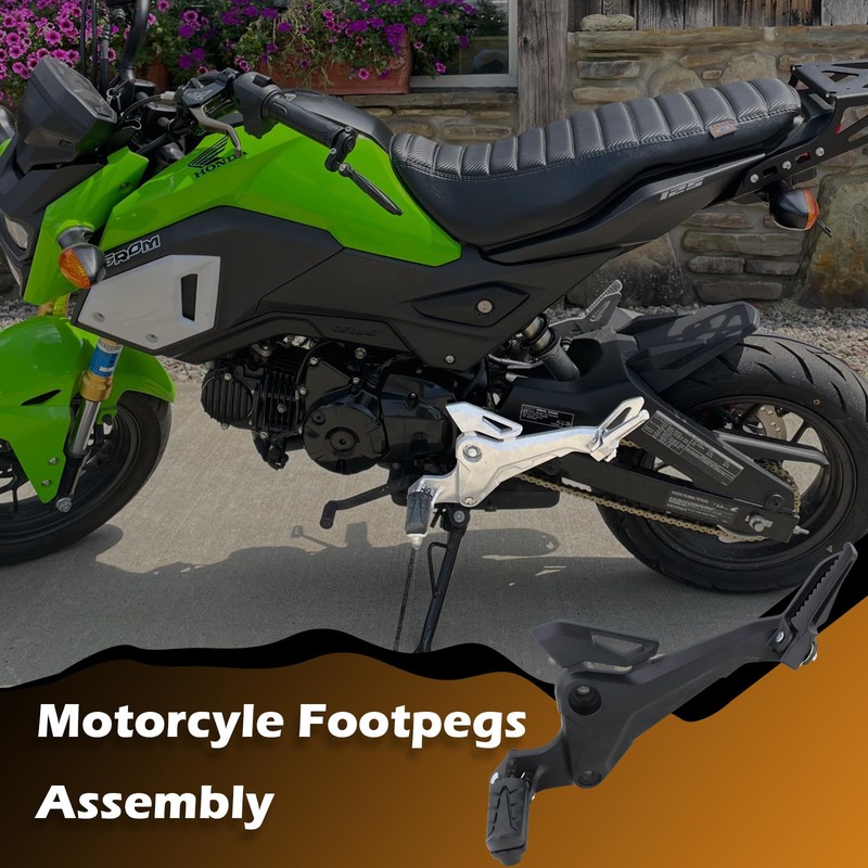 Footpegs Assembly Footrest Kit Fit for 2016-2020 Honda Grom (Black,
