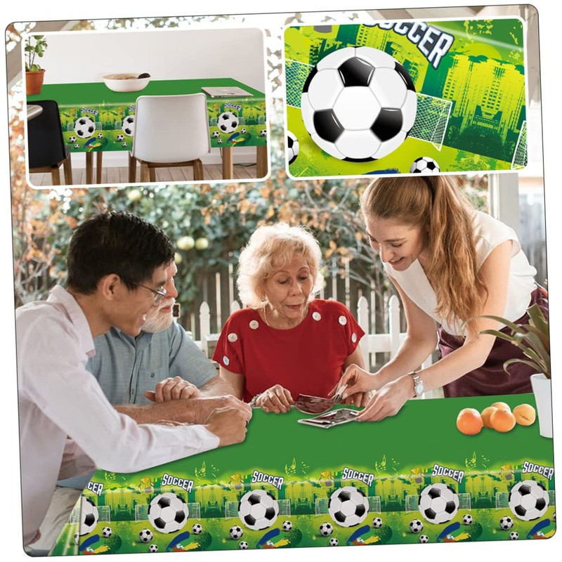 Outanaya 2pcs Football Themed Washable Tablecloth Pe Table Cover for