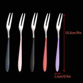 GEFAEJIFO Mini Fruit Forks, Stainless Steel, Set of 6, Multicoloured, Dessert Forks