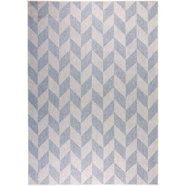 Nicole Miller New York Patio Country Calla Contemporary Herringbone Indoor/Outdoor Area Rug, Blue/Grey, 3'11"x5'2"
