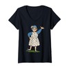 Womens Cheerful Cartoon Character Waving For Children V-Neck T-Shirt