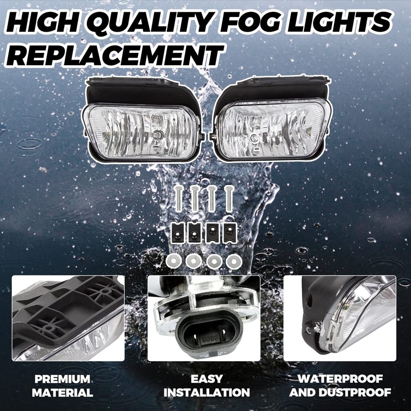 HECASA Pair Bumper Fog Lights Compatible with 2003-2007 Chevy Silverado