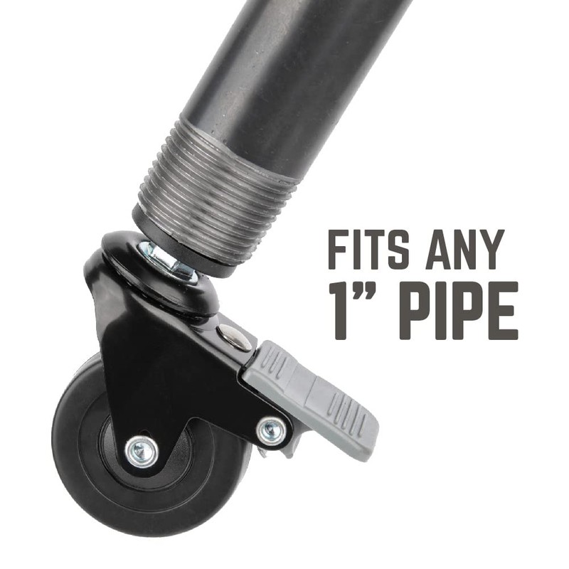 PIPE DECOR Swivel Caster Wheels for 1” Pipe (4-Pack), Casters