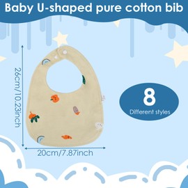 Pack of 8 Baby Bibs, Unisex Baby Bibs, Soft Cotton Neckerchief Baby, Baby Cotton Bib, Baby Bib Set, Baby Bandana Dribble Bibs, Cotton Bibs for Baby Boys and Girls, multicoloured
