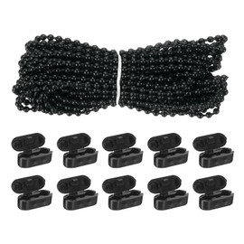 uxcell Curtain Beaded Chain Cord, 10 Meter/10.9 Yards Roller Blind Bead Chain Cord Plastic Beaded Pull String with 10 Blind Chain Connectors for Roller Blind Replacement Part, Black