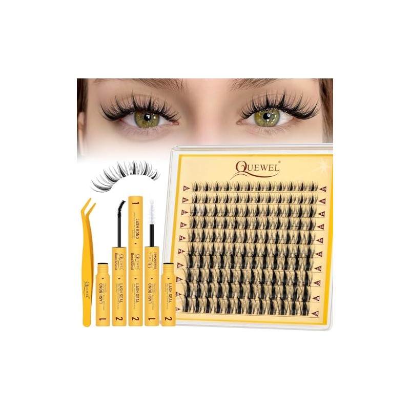 QUEWEL DIY Lash Extension Kit, 10-18mm Lash Clusters with Lash