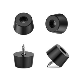 Jhanw 1.25 Inch Rubber Feet for Cutting Board with Stainless Steel Screws & Washer, Non Slip Cutting Board Feet 20 Pieces,Black Rubber Feet for Furniture, Chairs, Electronics