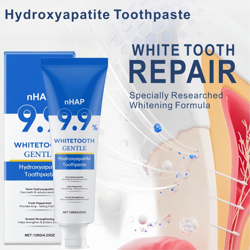 9.9% Hydroxyapatite Toothpaste for Enamel Protection, Restores Enamel, Reduces Sensitivity,