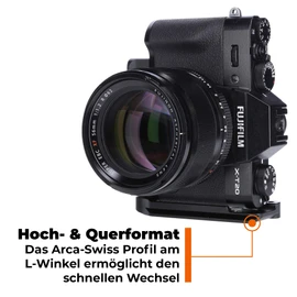 Rollei Universal L-bracket, Arca-Swiss compatible L-angle for mounting under the camera