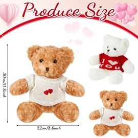 Kasyat 2 Pcs Valentines Gifts I Love You Bear 30cm/0.98ft Soft Plush Stuffed Toys Gifts for Valentine's Day Girlfriends Boyfriends Girls Boys Kids Couple(White, Brown, Cute)