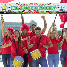 LOHAME Em Football Banner Em Decoration 300 x 50 cm Extra Large European Championship Party Banner Football 24 Countries Flags Hanging Background for European Parties Garden Home Bar Decoration